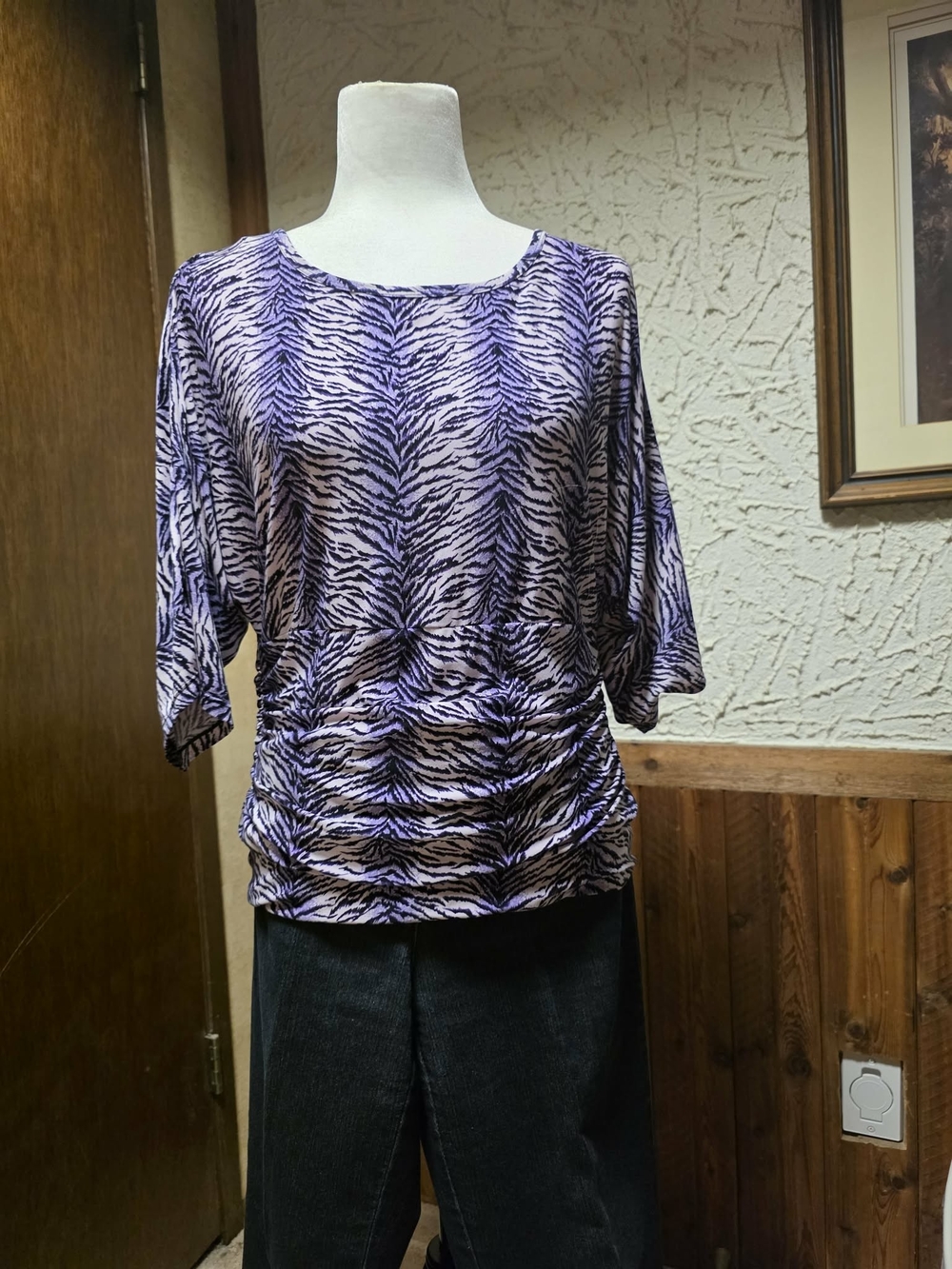 Peter Nygard Purple Animal-Print Blouse